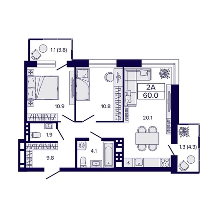 
  Продается 2-комн. квартира, 60 м², ЖК Luna (Луна)
. Фото 26.
