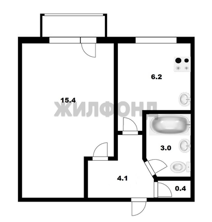 
  Продается 1-комн. квартира, 29.1 м², Комсомольская ул, д. 9
. Фото 5.