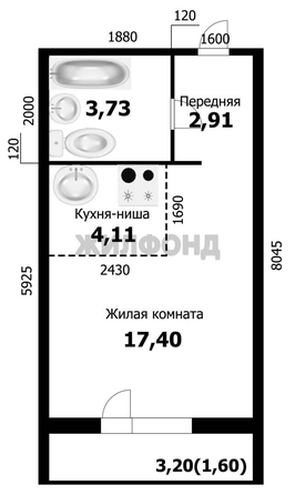 
  Продается студия, 28.2 м², Виктора Уса ул, д. 4
. Фото 17.