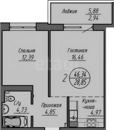 
  Сдается 2-комн. квартира, 47 м², Кирова ул, д. 11
. Фото 15.