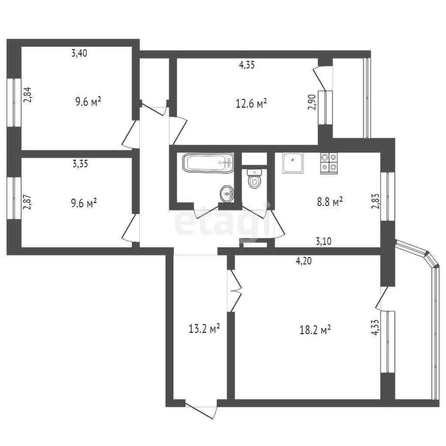 
  Продается 4-комн. квартира, 87 м², Выборная ул, д. 127
. Фото 11.