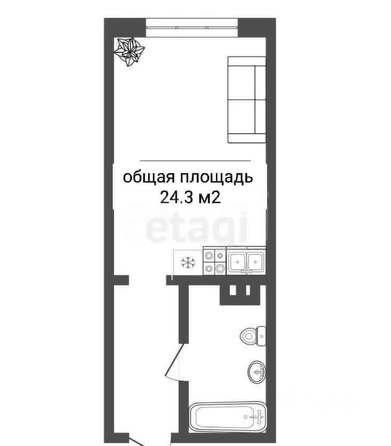 
  Продается студия, 24.3 м², ЖК Balance (Баланс), 1 очередь
. Фото 1.