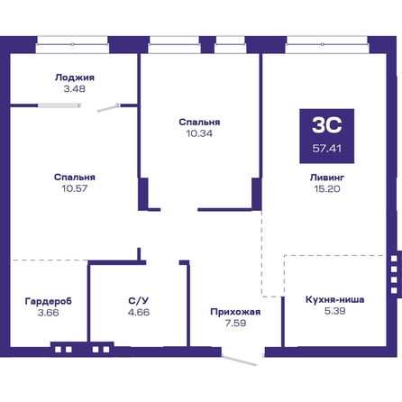 
  Продается 3-комн. квартира, 58.21 м², ЖК Базилик, дом 2
. Фото 1.