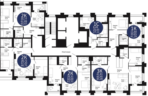 
  Продается 2-комн. квартира, 63.47 м², ЖК Первый на Рябиновой
. Фото 1.