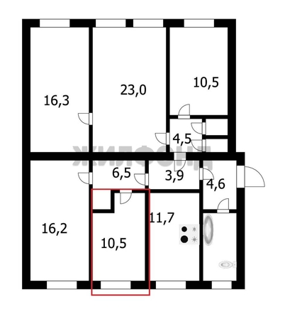 
  Продается комната, 10.5 м², Тополевая ул, д. 19
. Фото 16.