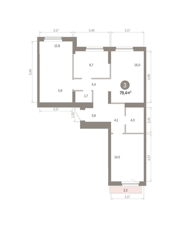 
  Продается 3-комн. квартира 79.38 м², в ЖК Пшеница, 6.1. Фото 2.