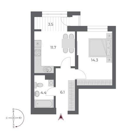 
  Продается 1-комн. квартира, 40 м², ЖК ОСКАР, дом 2
. Фото 1.