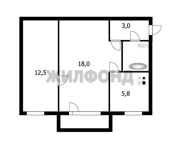 
  Продается 2-комн. квартира, 42.3 м², Республиканская ул, д. 7а
. Фото 16.