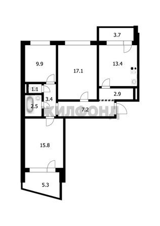 
  Продается 3-комн. квартира, 73.3 м², Гребенщикова ул, д. 13
. Фото 30.