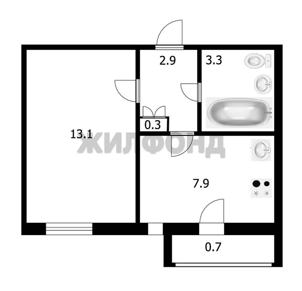 
  Продается 1-комн. квартира, 27.5 м², Солнечная ул, д. 2
. Фото 16.