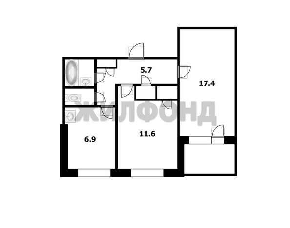 
  Продается 2-комн. квартира, 46.5 м², 1905 года ул, д. 30/1
. Фото 22.