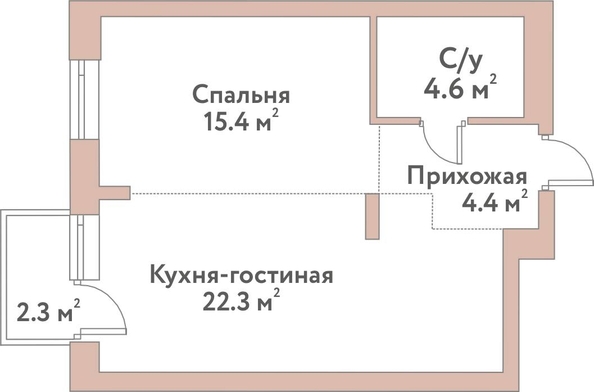 
  Продается 2-комн. квартира 46.7 м², в ЖК Флора и Фауна, 18а. Фото 1.