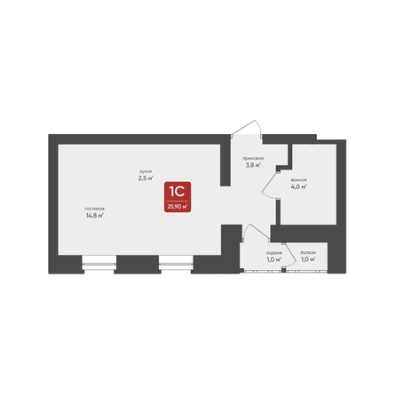 
  Продается студия, 25.9 м², ЖК Промышленная 7
. Фото 1.