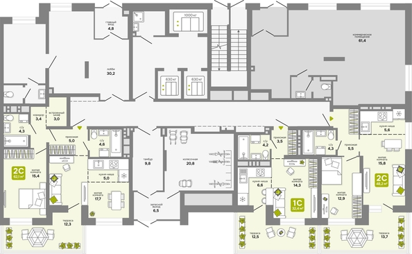 
  Продается 2-комн. квартира, 48.2 м², ЖК Счастливый квартал, дом 2
. Фото 1.