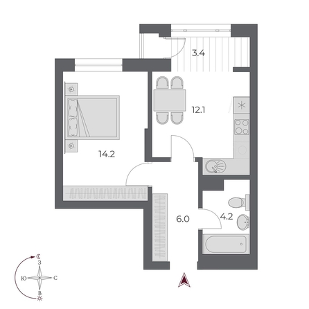 
  Продается 1-комн. квартира, 40.1 м², ЖК ОСКАР, дом 2
. Фото 1.