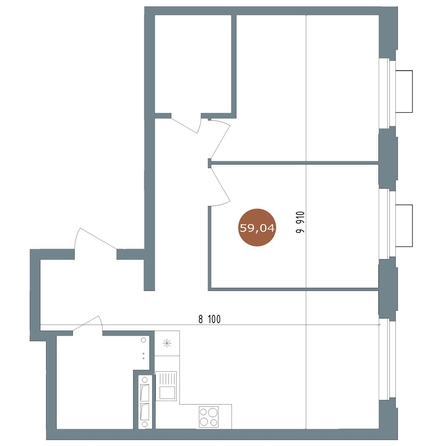 
  Продается 3-комн. квартира, 59.04 м², ЖК 19/56 Кварталы Телецентра, сек 3
. Фото 1.