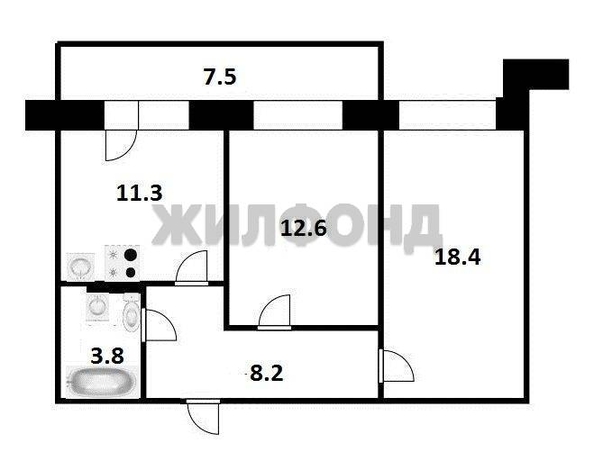 
  Продается 2-комн. квартира, 54.3 м², Ясный Берег ул, д. 6
. Фото 7.