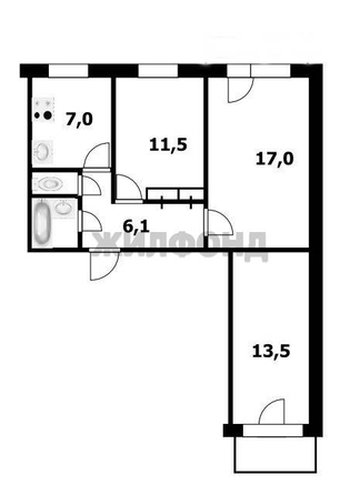 
  Продается 3-комн. квартира, 59.3 м², Кропоткина ул, д. 267
. Фото 13.
