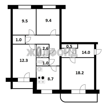 
  Продается 4-комн. квартира, 77.2 м², В. Высоцкого ул, д. 41
. Фото 13.