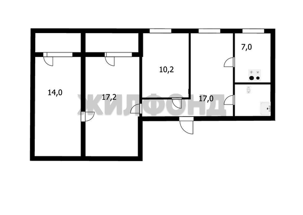 
  Продается 4-комн. квартира, 71.2 м², Зорге ул, д. 185/1
. Фото 16.