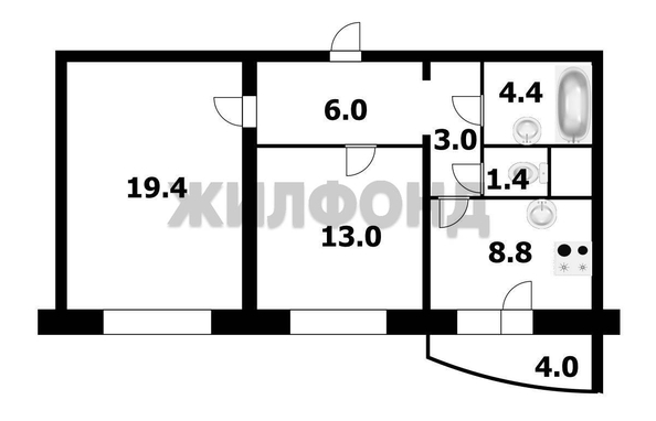 
  Продается 2-комн. квартира, 56 м², Горский мкр, д. 84
. Фото 14.