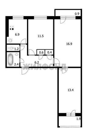 
  Продается 3-комн. квартира, 62.1 м², Олеко Дундича ул, д. 3
. Фото 2.