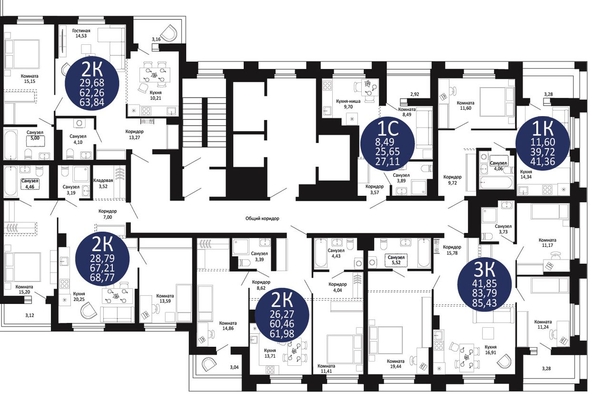 
  Продается 2-комн. квартира, 61.98 м², ЖК Первый на Рябиновой
. Фото 1.