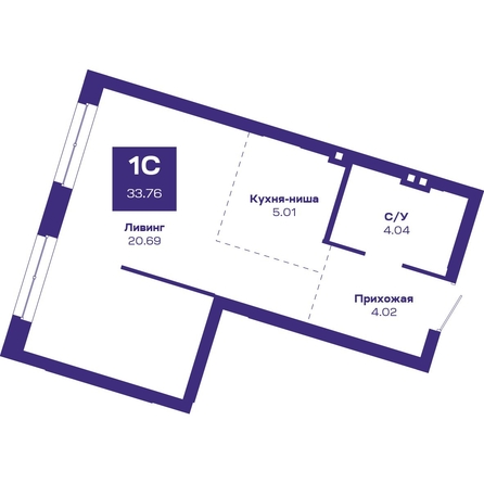 
  Продается 1-комн. квартира, 33.76 м², ЖК Базилик, дом 2
. Фото 1.