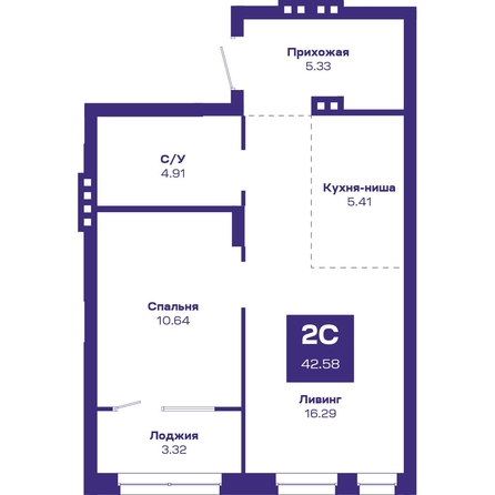 
  Продается 2-комн. квартира, 42.58 м², ЖК Базилик, дом 2
. Фото 1.