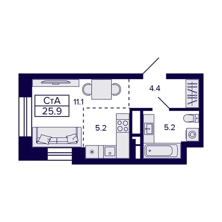 
  Продается студия 24.8 м², в ЖК Цитатум. Фото 1.