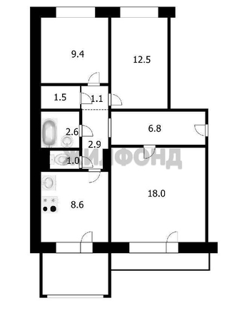 
  Продается 3-комн. квартира, 64.4 м², Горский мкр, д. 4
. Фото 13.