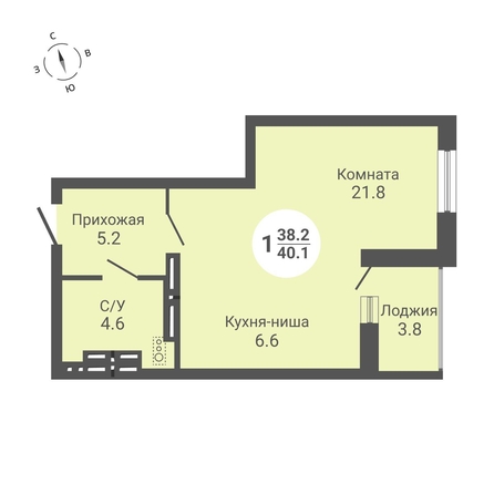 
  Продается студия, 40.1 м², ЖК На Петухова, дом 2
. Фото 1.