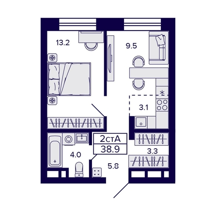 
  Продается 2-комн. квартира, 38.9 м², ЖК Citatum (Цитатум)
. Фото 1.