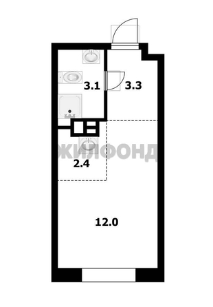 
  Продается апартамент, 20.3 м², АК IQ Aparts
. Фото 8.
