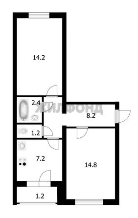 
  Продается 2-комн. квартира, 49.2 м², Центральная ул, д. 12
. Фото 12.