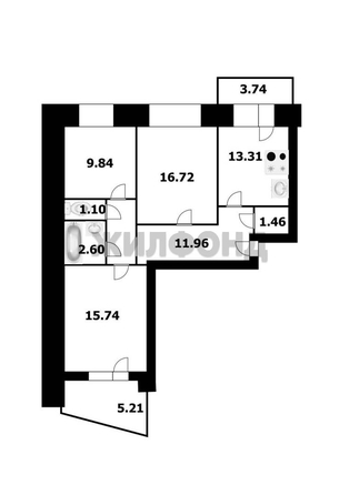 
  Продается 3-комн. квартира, 72.7 м², Спортивная ул, д. 21
. Фото 10.