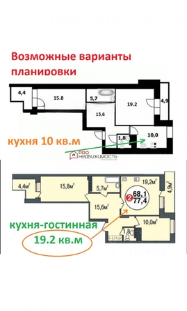 
  Продается 2-комн. квартира, 77.4 м², ЖК Покровский, блок-секция  3, 4, 5
. Фото 2.