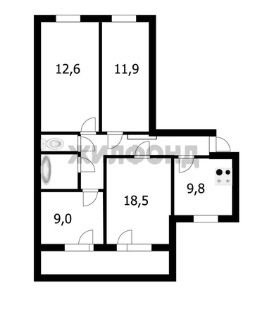 
  Продается 4-комн. квартира, 74.2 м², Забалуева ул, д. 54
. Фото 18.