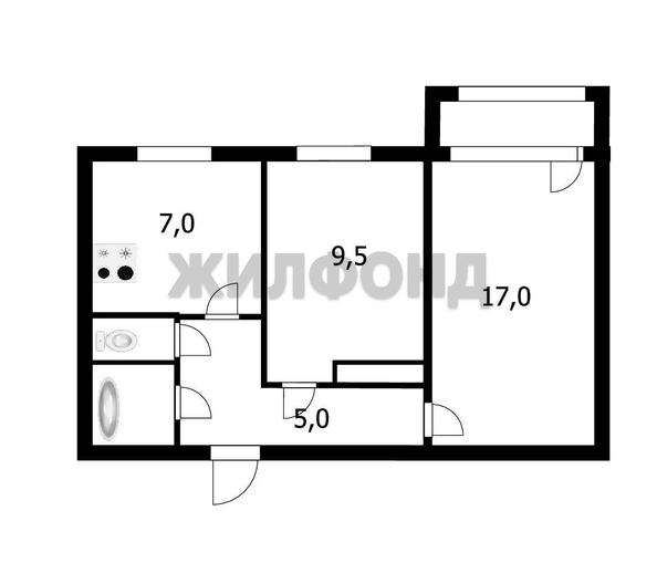 
  Продается 2-комн. квартира, 42.8 м², Переездная ул, д. 62
. Фото 14.