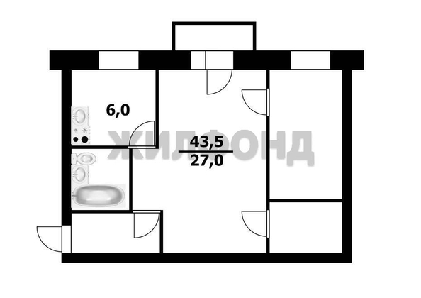 
  Продается 2-комн. квартира, 43.5 м², Красина ул, д. 51
. Фото 4.