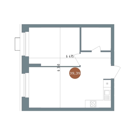 
  Продается 2-комн. квартира, 39.39 м², ЖК 19/56 Кварталы Телецентра, сек 3
. Фото 1.