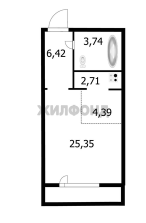 
  Продается студия, 38.4 м², Плющихинская ул, д. 2
. Фото 9.