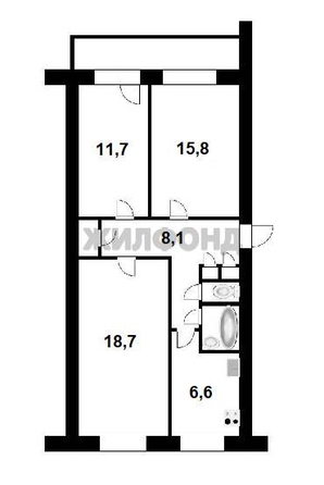 
  Продается 3-комн. квартира, 63.3 м², Зорге ул, д. 239
. Фото 2.