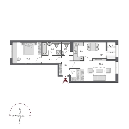 
  Продается 2-комн. квартира, 68.65 м², ЖК Дом Нобель
. Фото 1.