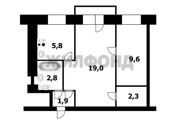 
  Продается 2-комн. квартира, 41.4 м², Дачная ул, д. 25/3
. Фото 11.