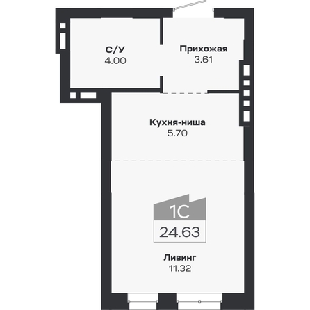 
  Продается 1-комн. квартира 24.63 м², в ЖК Базилик, дом 2. Фото 2.