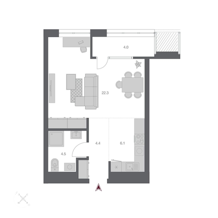 
  Продается студия, 41.19 м², ЖК Беринг, дом 3
. Фото 1.