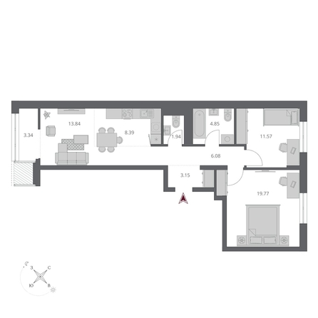 
  Продается 3-комн. квартира 72.93 м², в ЖК Беринг, дом 3. Фото 2.