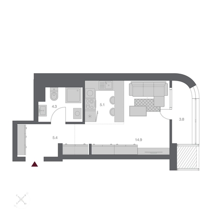 
  Продается студия, 33.57 м², ЖК Беринг, дом 3
. Фото 1.