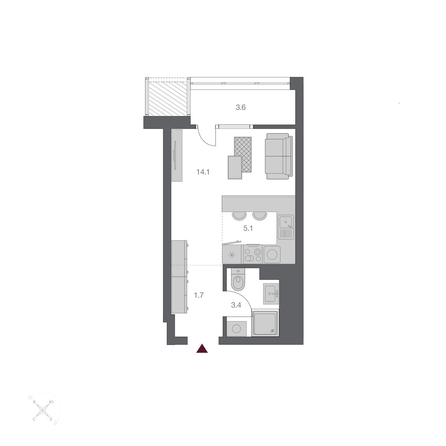 
  Продается студия 27.86 м², в ЖК Беринг, дом 3. Фото 1.